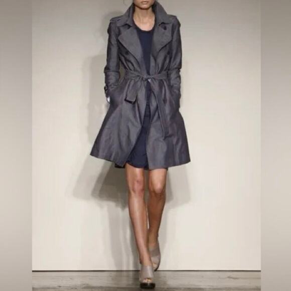 Banana Republic Women's Button Front Denim Chambray Trench Coat Size Medium - Picture 1 of 13